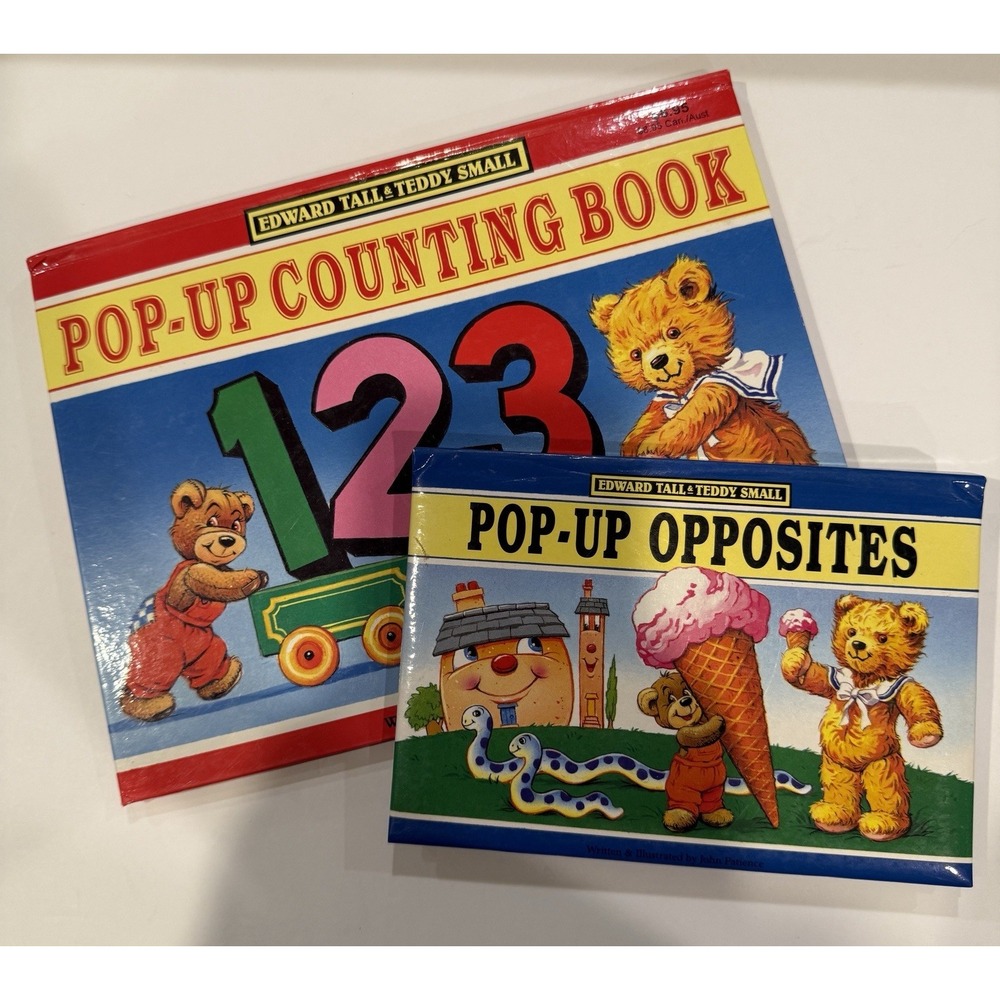 Lot Of 2 Vintage Edward Tall & Teddy Small Pop Up Books Counting Opposites
